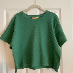 Big Bud Press Cropped Honeycomb Tee Seafoam Green